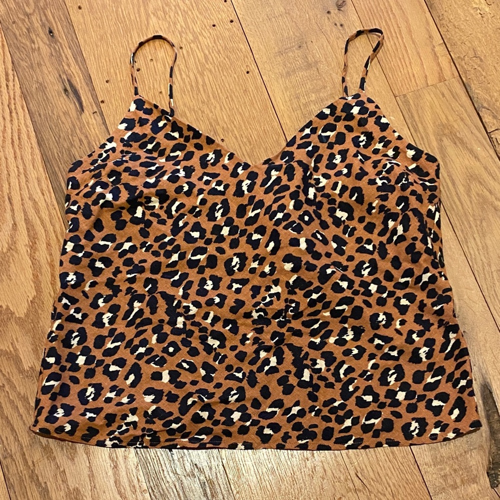 Rails Paola Golden Leopard Linen Rayon Blend Animal Print Cami Top Size XS